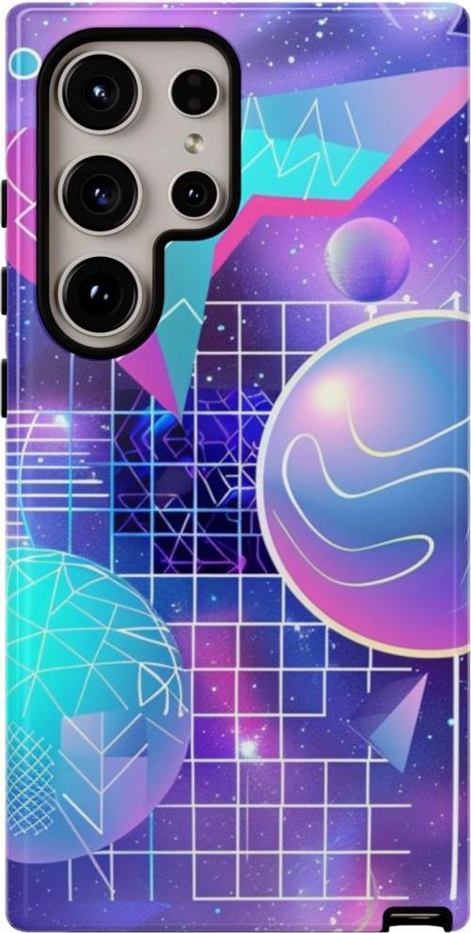 Abstraktes geometrisches Weltraum-Design – Hülle Kompatibel mit Samsung Galaxy S24 Ultra