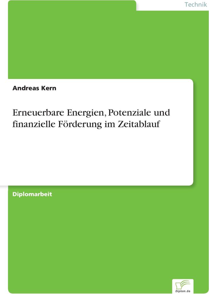 Erneuerbare Energien, Potenziale und finanzielle Förderung im Zeitablauf
