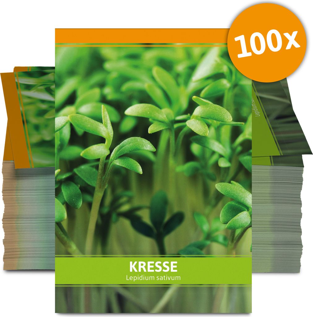 Einfache Kresse für Werbezwecke (100 Tütchen) | Kressesamen von FLORTUS