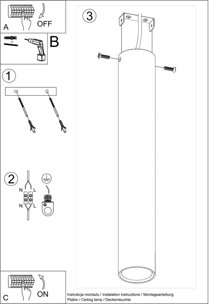 Lampada a soffitto LAGOS 40 bianco 1xGU10 10W acciaio 40x6x6cm Sollux Lighting - 8