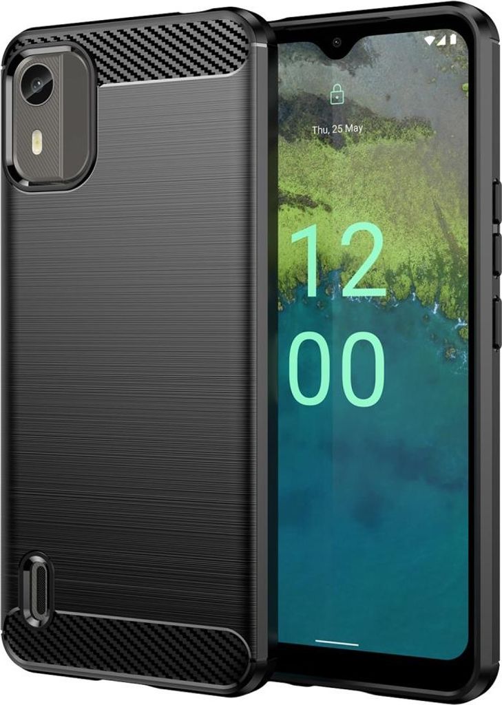 Nokia C12 Hülle - Coverup Armor Brushed TPU Back Cover - Schwarz