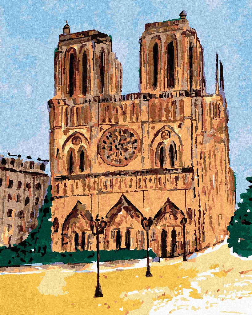 Zuty - Malen nach Zahlen - NOTRE DAME IN PARIS AN EINEM KLAREN TAG, 40x50 cm, ohne Keilrahmen