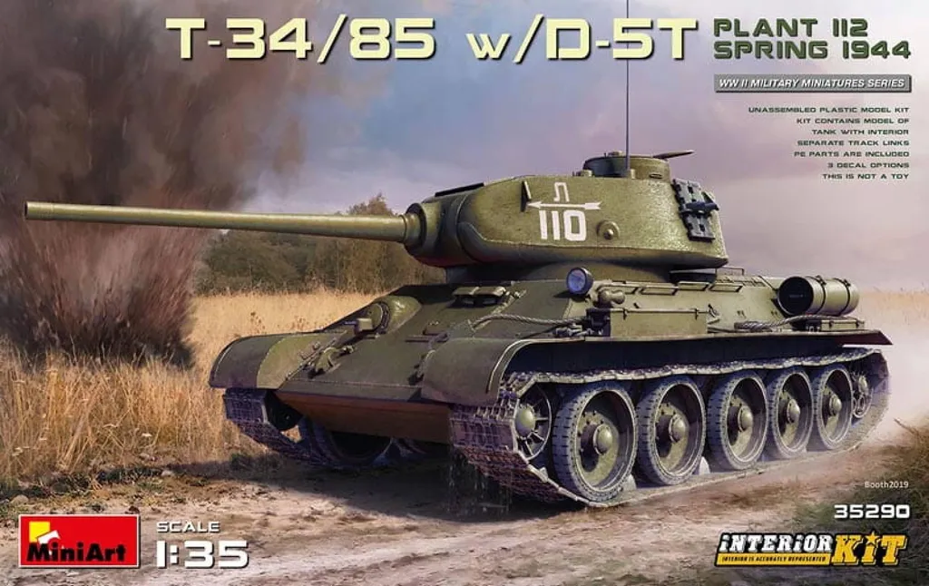 Char T-34/85 MiniArt 35290 avec Moteur et Aménagement Intérieur Complet 1/35