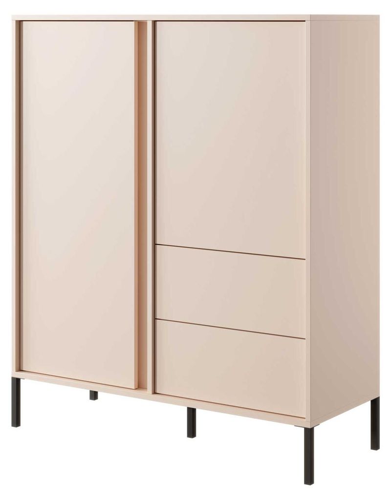 Highborad Kommode Dast 103x39,5x123cm beige 2-türig mit Schubladen