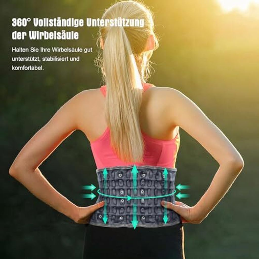 Dekompression Rückengürtel, Stützgürtel Männer Frauen, Schmerzschmerzen, Klimaanlagen-Traktion Gerät Taille Umkämpfe 74-124 cm, blau