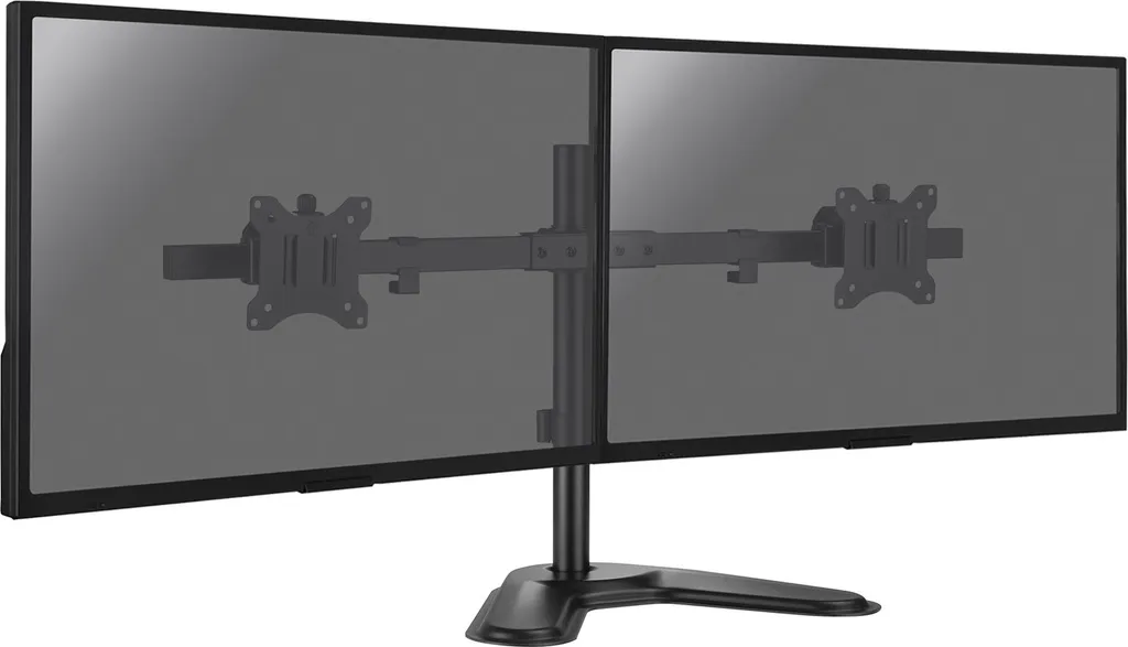 Support écran double bureau 17-32" avec gestion câbles - Posture ergonomique