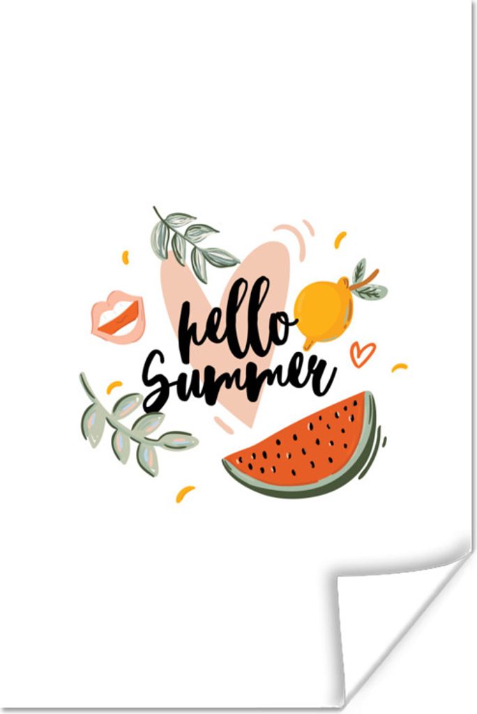 MuchoWow Poster Sommer - Zitrone - Blätter 120x180 cm - Kunstposter