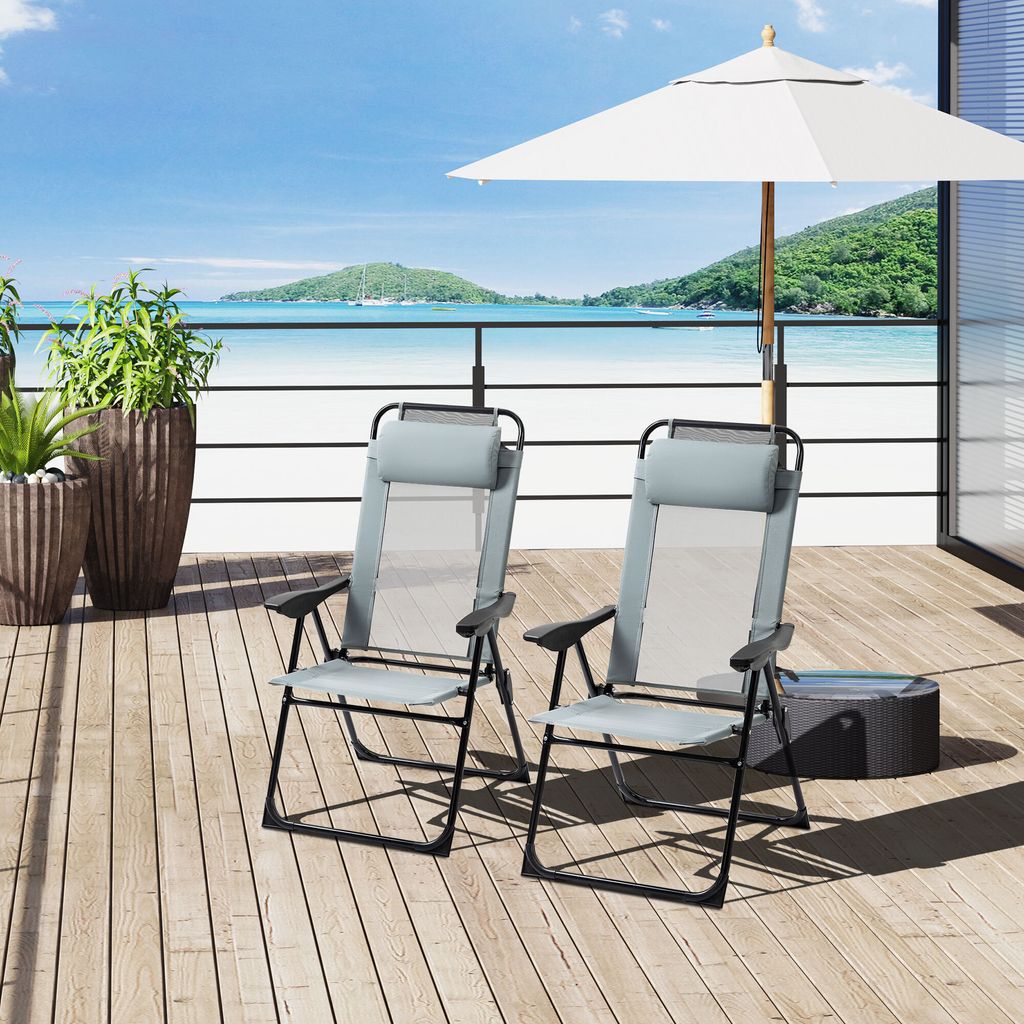 Outsunny sada 2 skládacích židlí Skládací zahradní židle s Obrázek produktu 2