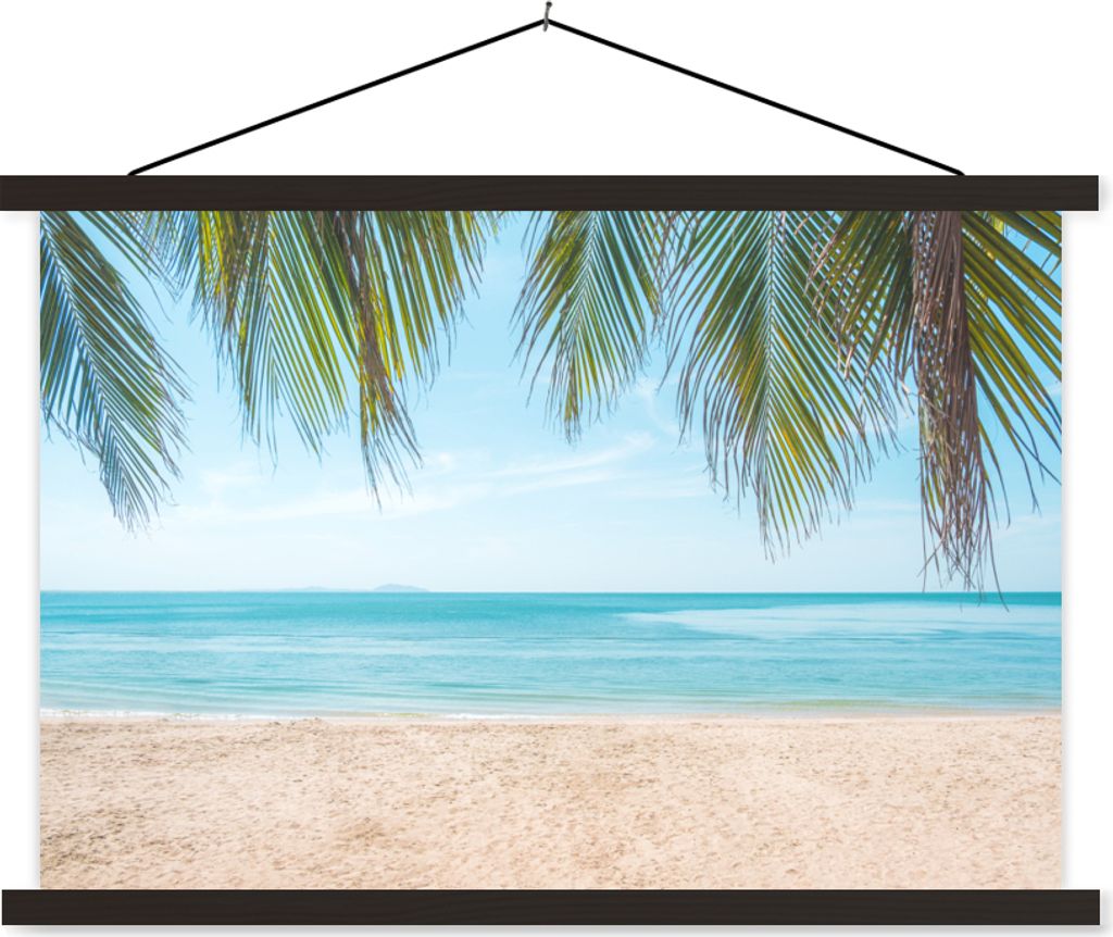 MuchoWow Textilposter Strand - Palme - Thailand 60x40 cm mit schwarzem Rahmen - Hölzernes