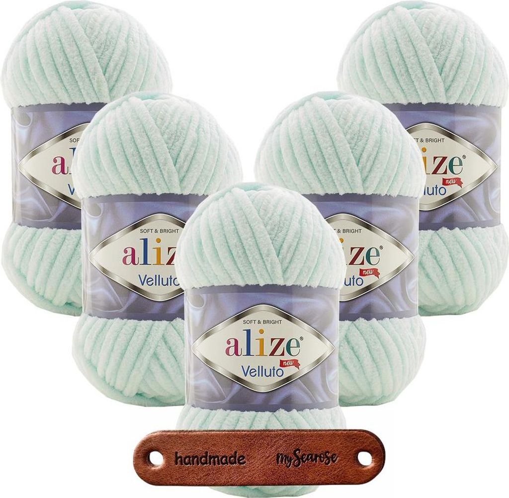 5 x ALIZE Velluto 15 Water Green mit Label