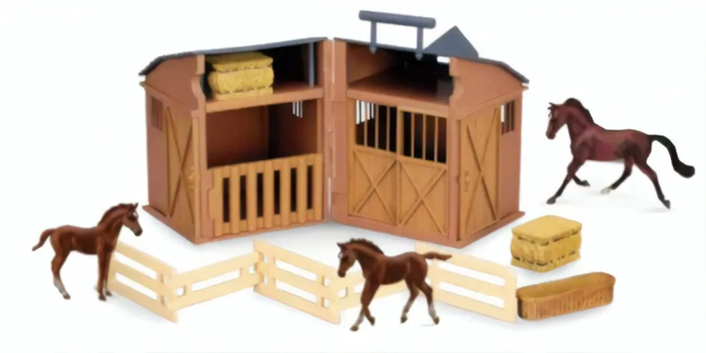 Étable robuste avec animaux et accessoires pour jeu créatif durable