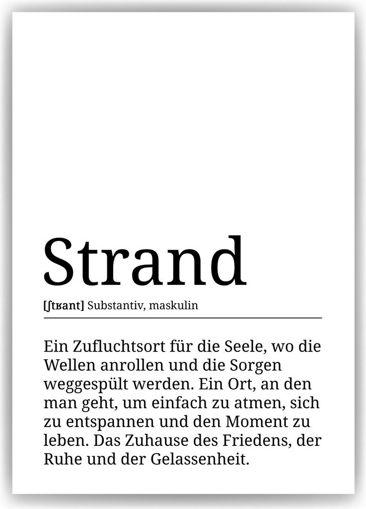 Strand Poster Definition Kunstdruck Wandbild Geschenk – A3 (29.7x42cm) / ohne Bilderahmen