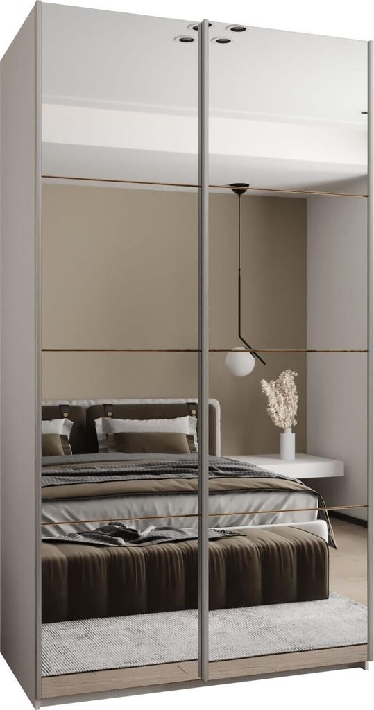 MEBLE KRYSPOL LUX 2 Schrank - 245,5x140x64cm - Weiß, Artisan, Silber