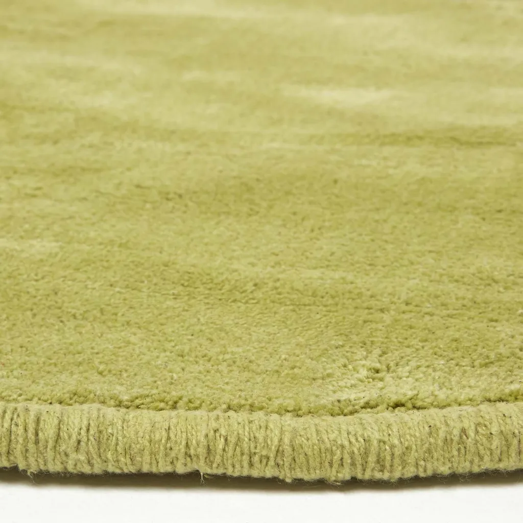 Tapis vert 100% coton 150 cm, texture poils courts doux et facile à laver