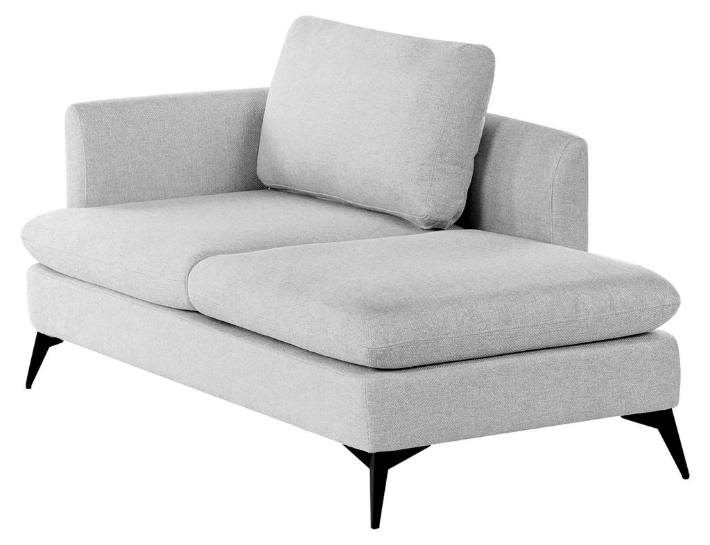 Chaiselongue Stoff hellgrau rechtsseitig mit Kissen klassisch modern
