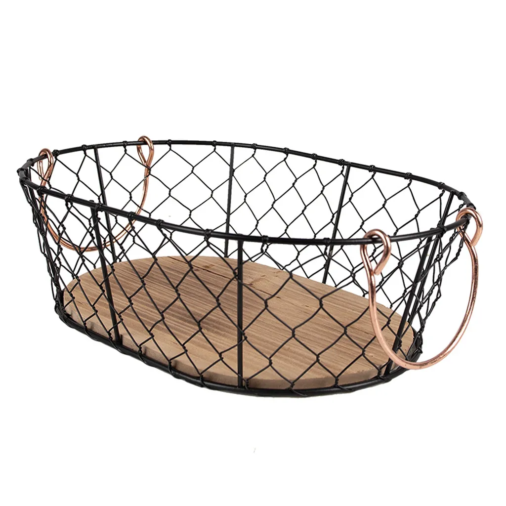 Clayre & Eef Panier de Rangement 33x23x10 cm en Métal Noir Design - 2