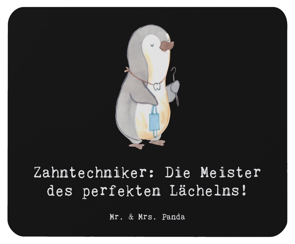 Mr. & Mrs. Panda Mauspad Zahntechniker Lächeln - Schwarz - Geschenk, Präzision, Dentaltechnologie, Geschenke für Berufstätige, computer mousepa...