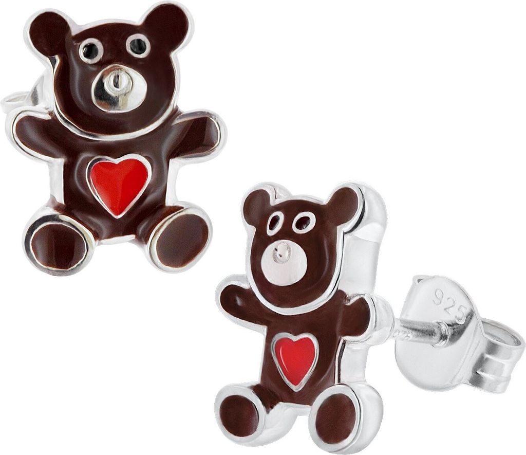 trendor 41647 Kinder-Ohrringe Silber 925 Teddybär Ohrstecker
