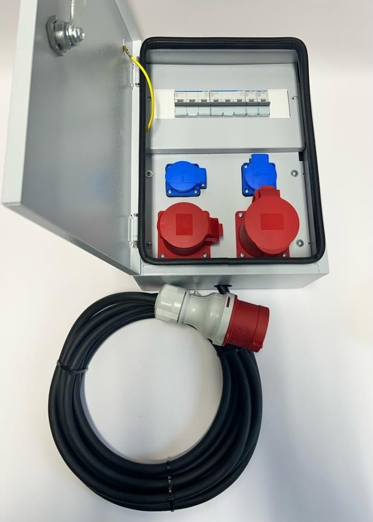 IP54 Metall Stromverteiler Wandverteiler CEE 32A 16A 2X230V mit HAGER Sicherungen LS mit Kabel 5m 94H-7