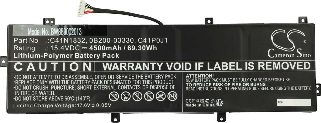 vhbw Akku Ersatz für Asus 0B200-03630200, 0B200-03630000, 0B200-03630100, 0B200-03330, 0B200-03330100 für Notebook (4500 mAh, 15,4 V, Li-Polymer)