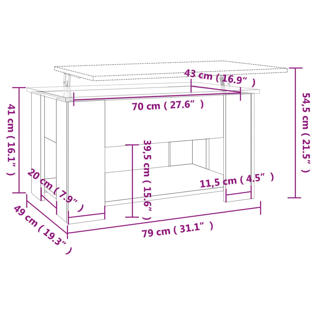 Tavolino Grigio Sonoma vidaXL - Arredo Salotto Pratico 79x49x41cm - 8