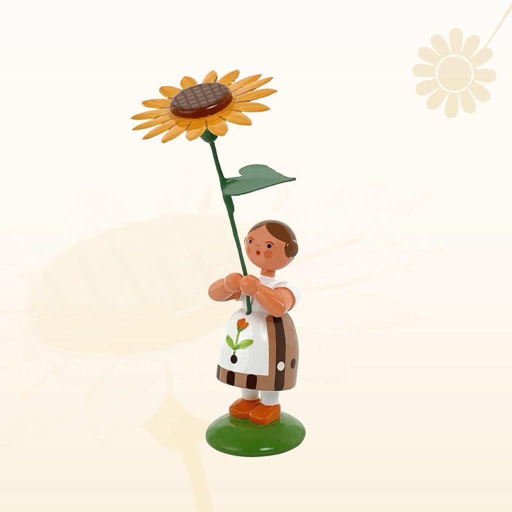 Miniaturfigur Blumenmädchen mit Sonnenblume Höhe 12cm NEU