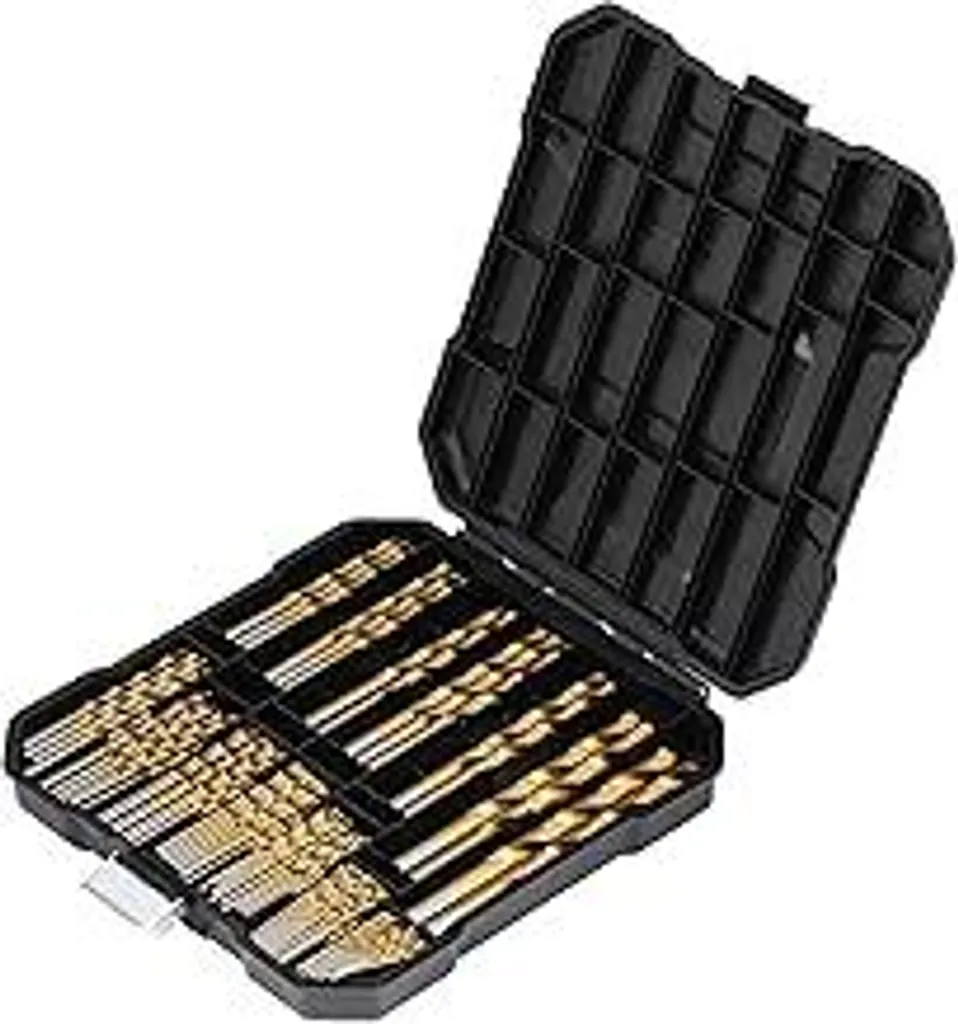 Punte in acciaio inossidabile, COMOWARE Set di 100 punte HSS per metallo con rivestimento in titanio in 14 misure da 1 mm a 10 mm per legno, metallo, plastica in valigetta, punte in acciaio inossidabile, accessori per trapani - 1