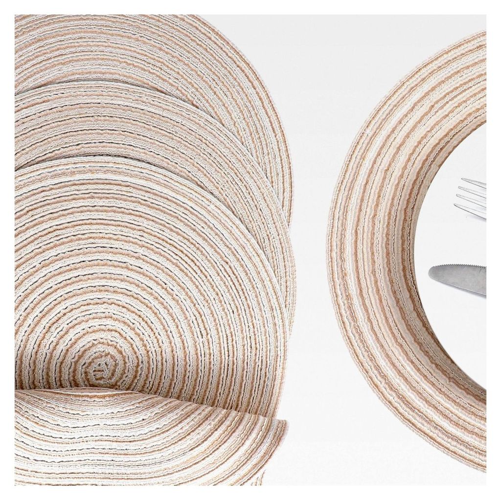 30 cm runde Tischsets abwaschbar, 4er-Set, Boho, rutschfest, geflochtene Platzsets für Küche, Esstisch, Partydekoration (Beige)