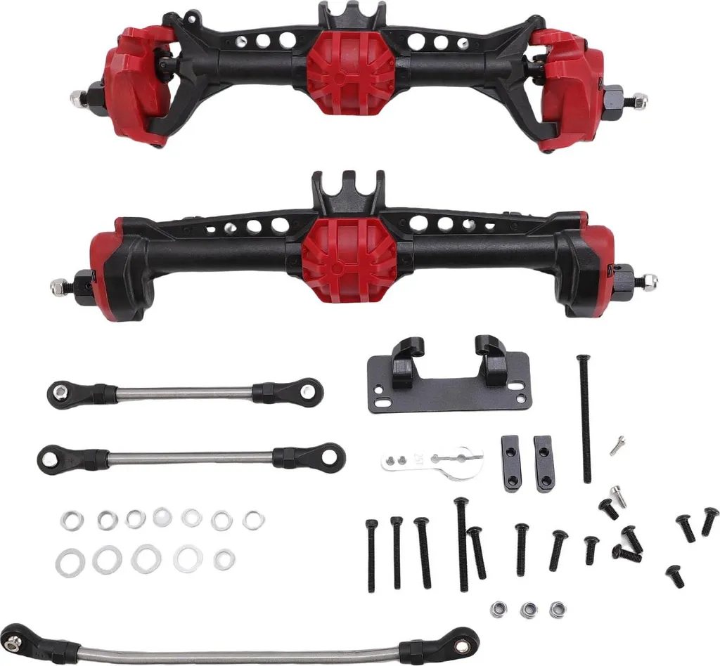 Essieu Avant et Arrière pour Axial SCX10 II 1/10 RC Crawler Noir Rouge