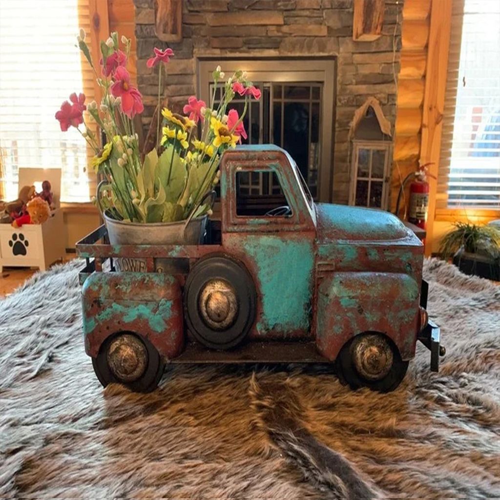 Vintage Bauernhaus Truck Nachbildung Blume Pflanze Produktbild 