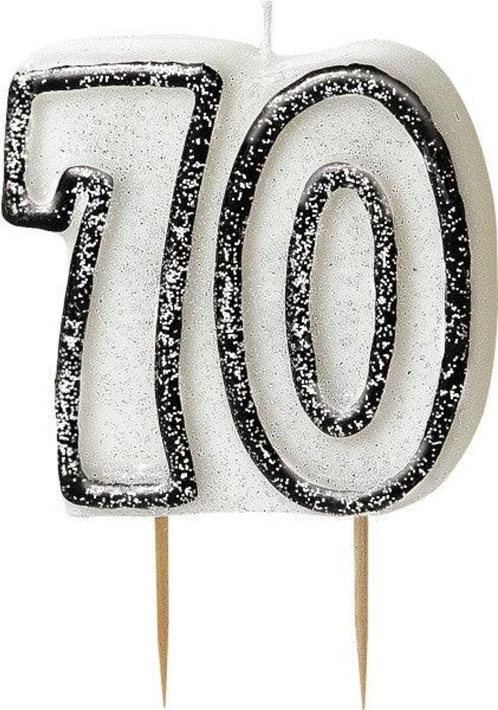 70. Geburtstag Glitzer Kerzen Pick Schwarz