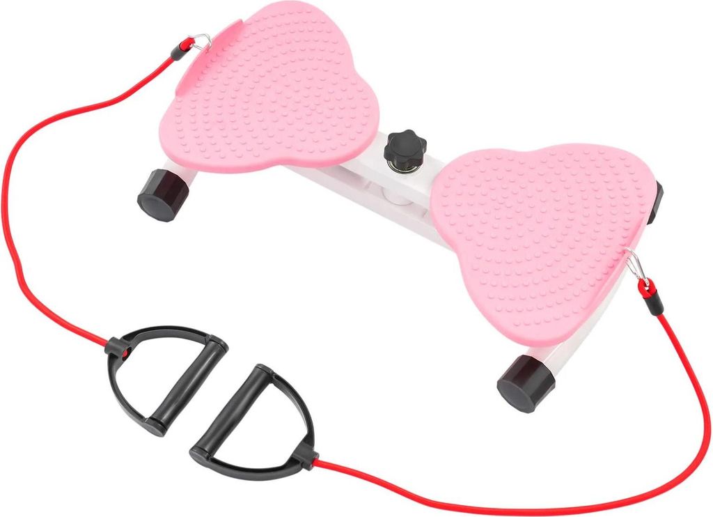 Taillentwister - Twistboard/Balance Board mit Widerstandsbändern - Rotation 0–75° - Tragkraft 100 kg - PP & Stahl - Größe 52×32×12 cm - Rosa