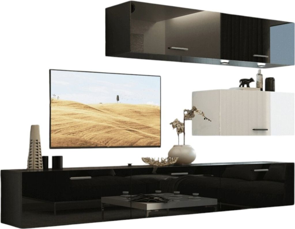 Meublorama FH-C25-25-HG-BW-4+4-SQUERE-RGB*7C/83KG, 6 Tür(en), Schwarz, Mitteldichte Faserplatte (MDF), 350 mm, 2490 mm, 1710 mm