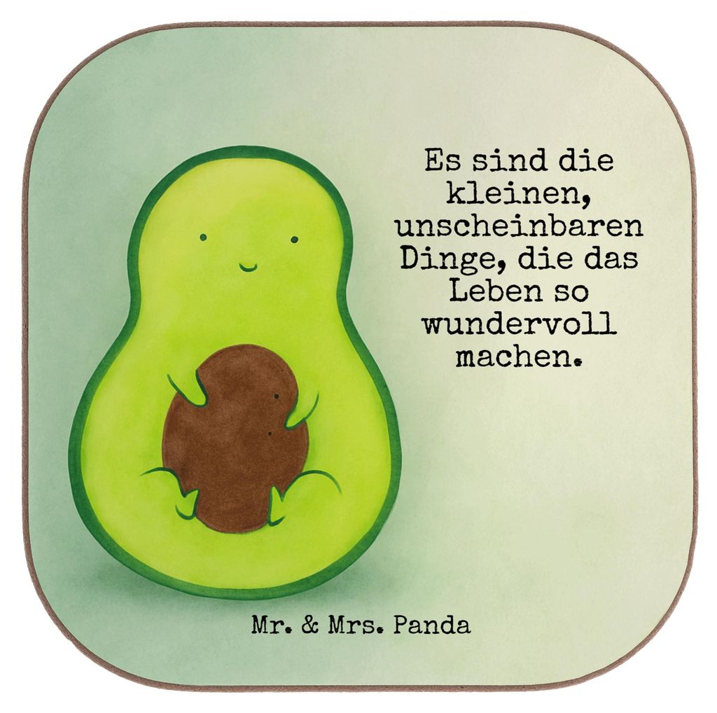 Mr. & Mrs. Panda Untersetzer Glas Avocado Kern Design - Weiß - Geschenk, Liebe, Baby, Pflanze, für Gläser, Tassenuntersetzer, Spruch Leben, Holz...