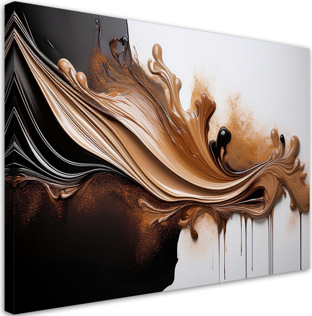 Leinwandbild Brauner Abstrakt 3D-Effekt 120x80 Feeby Gold bild für die wand bereit zum aufhängen