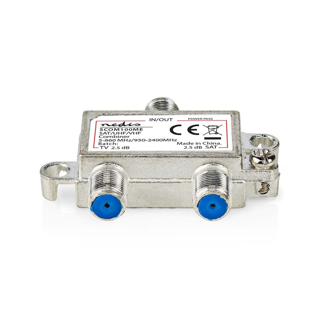 Nedis Satelliten-Weiche - 5-862 MHz - 950-2400 MHz - 75 Ohm - Power-Pass - Zink - Silber