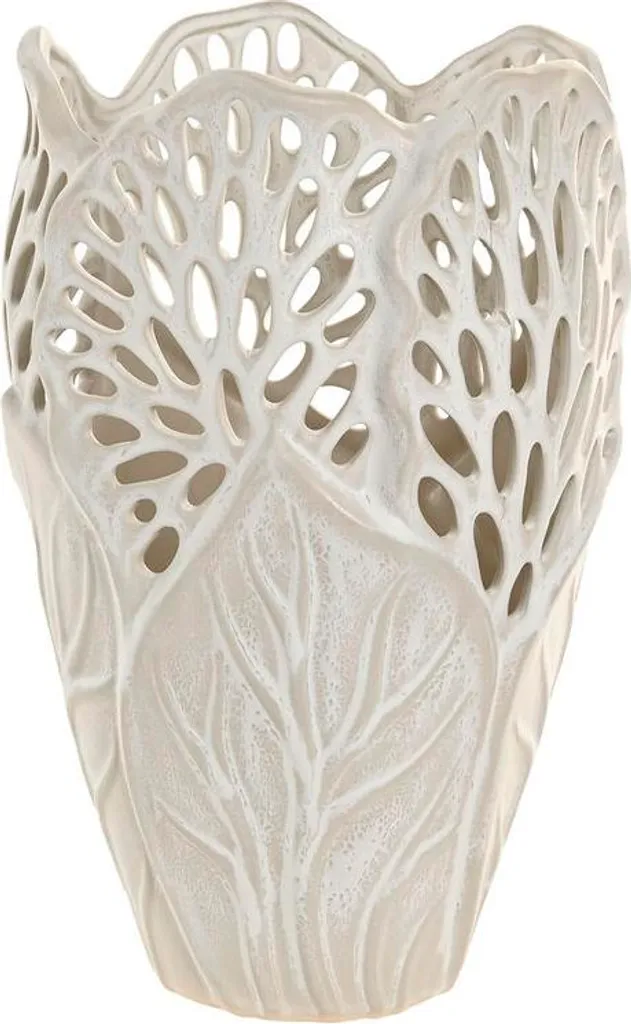 Vase Blanc Design pour Centre de Table Salon - Céramique Motif Feuille