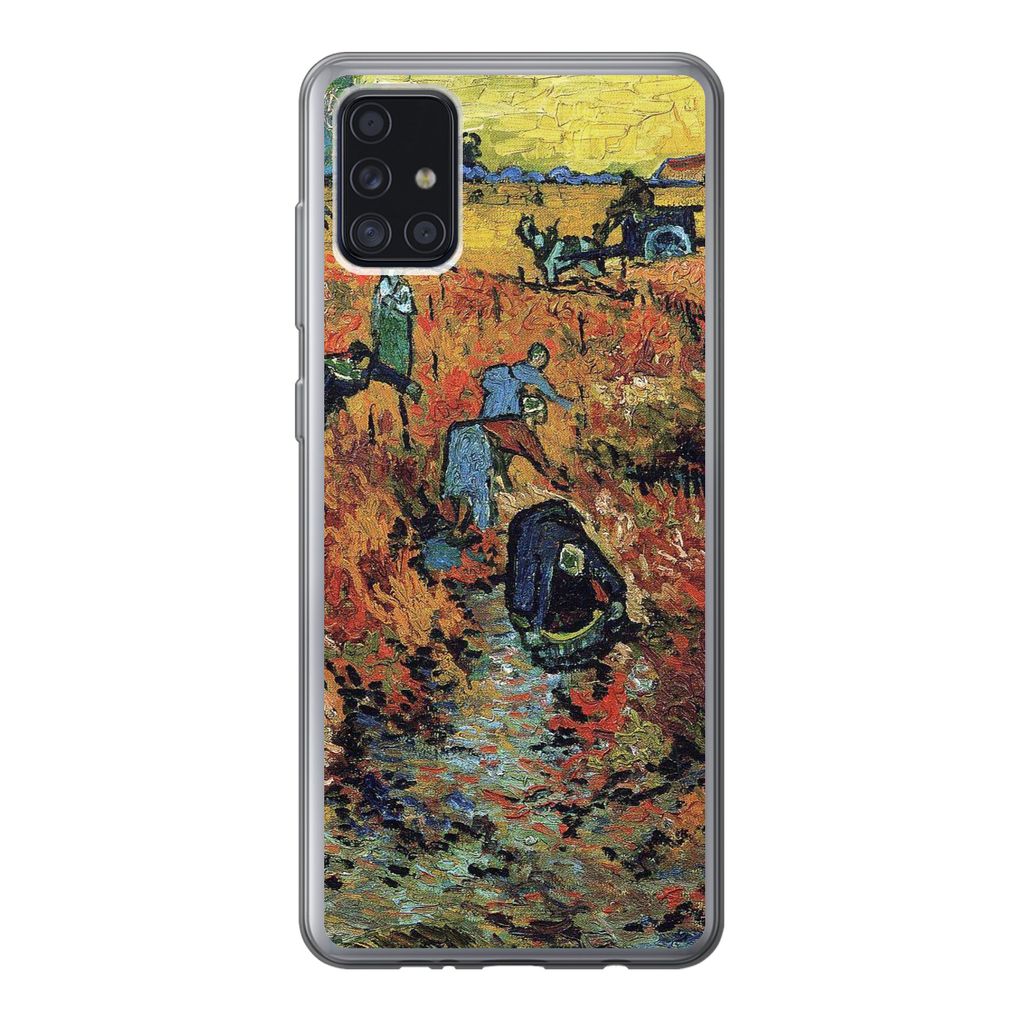 MuchoWow Handyhülle Schutzhülle Hülle für Samsung Galaxy A52 5G Der rote Weinberg - Vincent van Gogh Silikon Softcase Handy Hülle - Umschlag