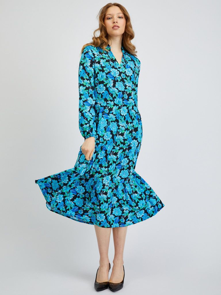 Orsay Schwarz-blaues gemustertes Damenkleid 462132545000__38