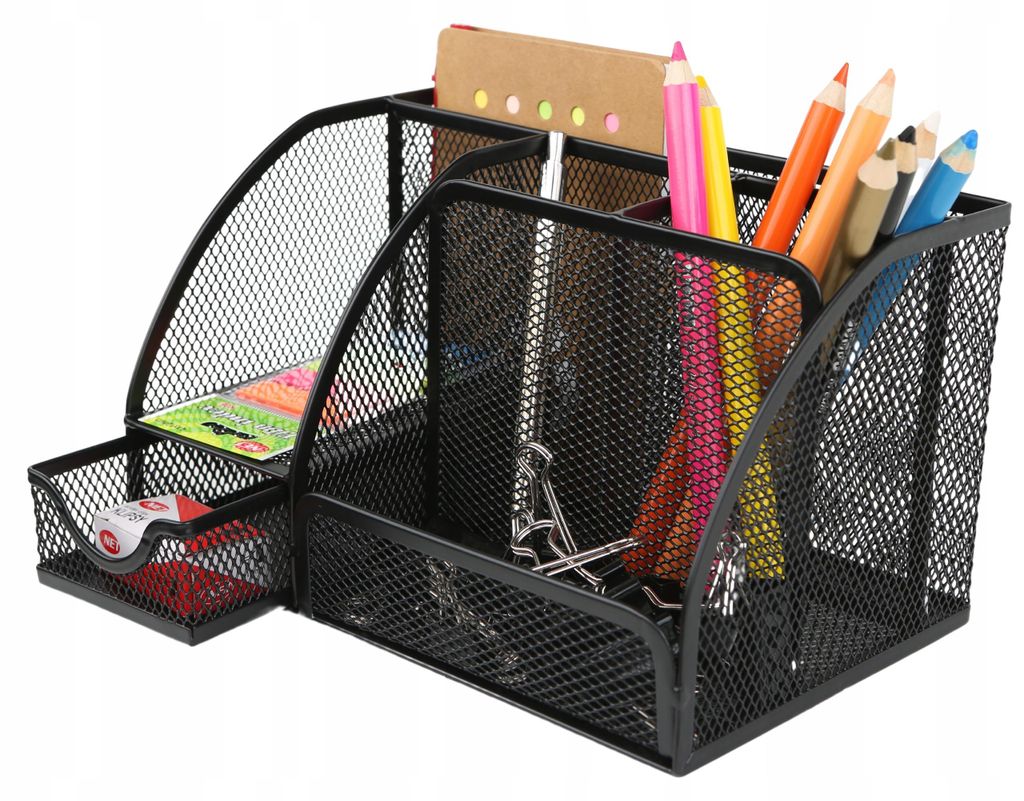 Net Desk Werkzeugkasten Metall-Organizer mit Netzgewebe 6B Schwarz