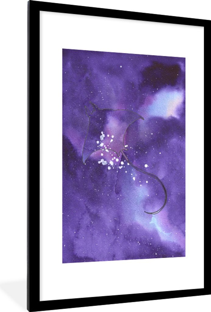 MuchoWow MuchoWow Gerahmtes Poster Manta - Weltraum - Lila 60x90 cm - Poster mit zchwarzem Bilderrahmen - Dekoration - Wandposter Wohnzimmer - ...