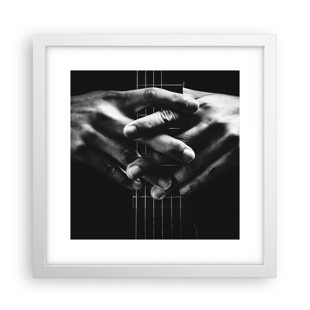 Gerahmtes Poster - Weißer Rahmen - Gitarre Musiker Musik - 30x30 cm - Wand Bild - Wanddeko - Wandbilder - Kunstposter - Wandposter - Bilderrahmen ...