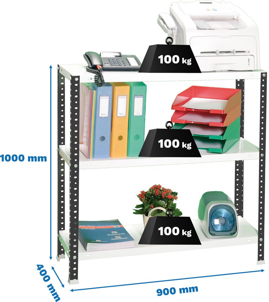 Metallregal COMFORT 3/400 1000 ANTHRAZIT/WEISS