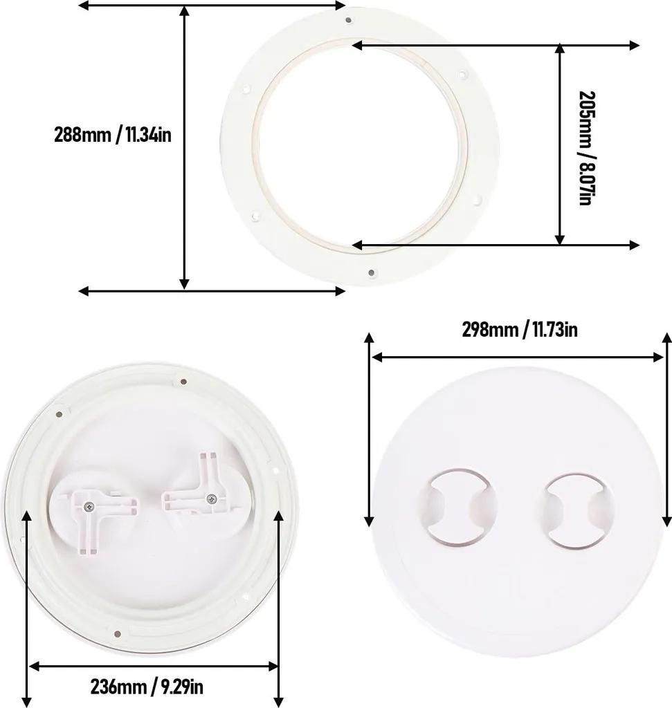 Trappe de pont ronde en nylon blanc Ø 200mm pour accès technique yacht