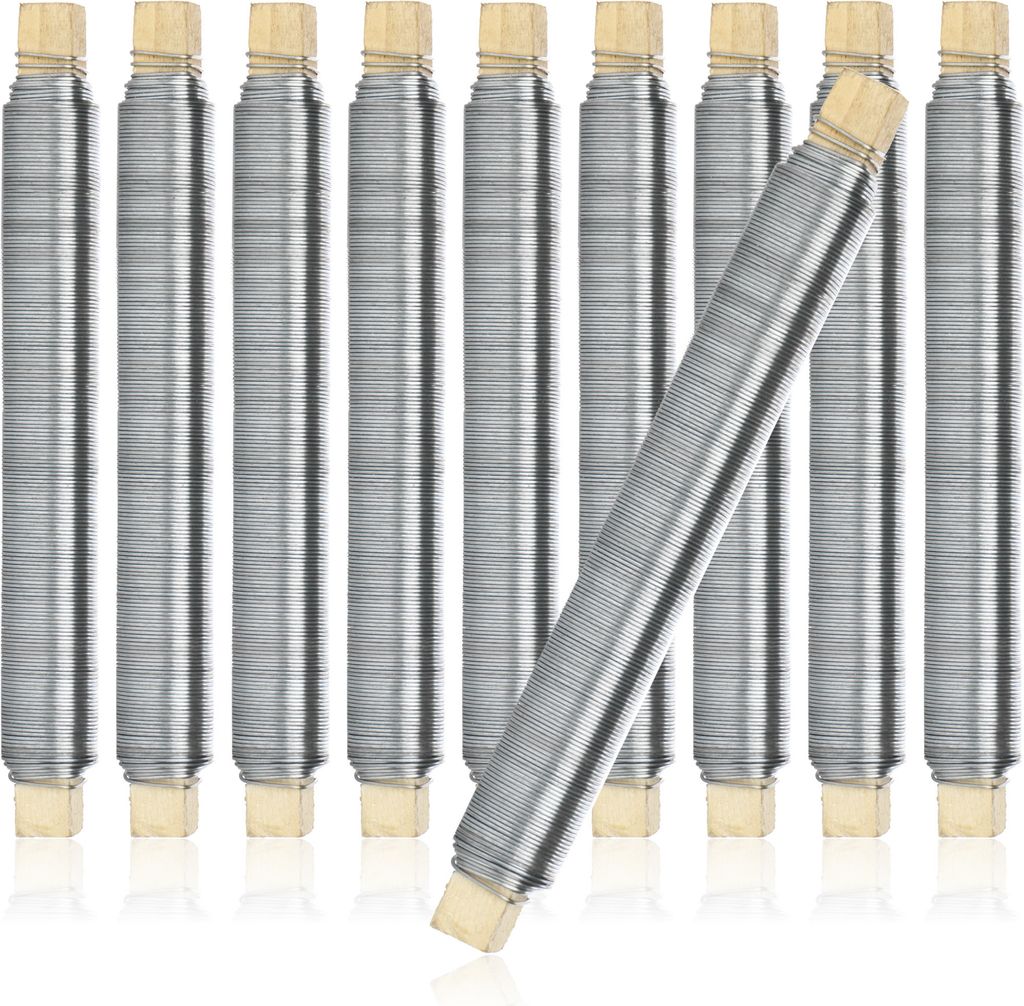 com-four® 10x Blumenwickeldraht-Set, Bindedraht verzinkt, Produktbild 