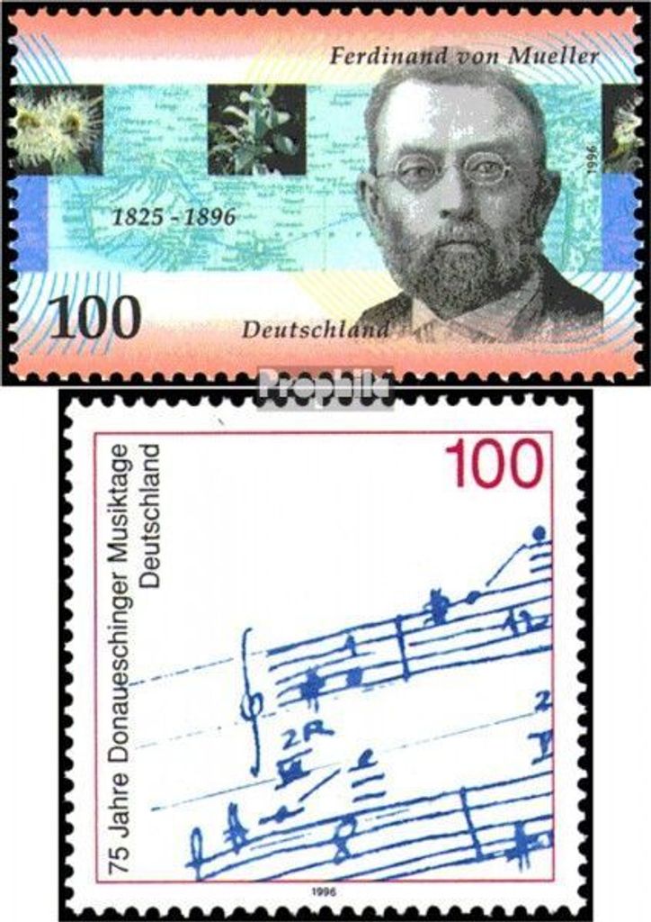 Briefmarken BRD (BR.Deutschland) 1996 Mi 1889,1890 (kompl.Ausg.) gestempelt 100.Todestag von Mueller