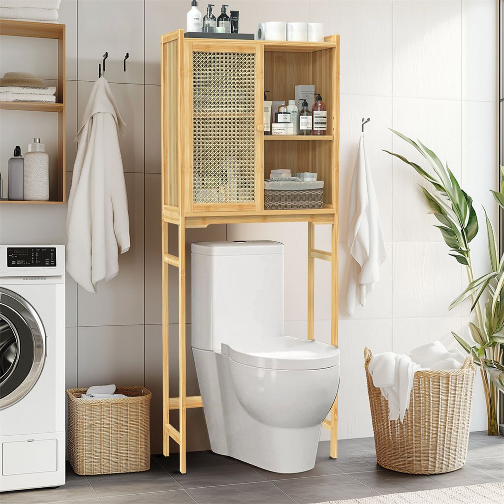 WISFOR Badregal Toilettenregal, Badezimmerregal mit Schrank Produktbild 3