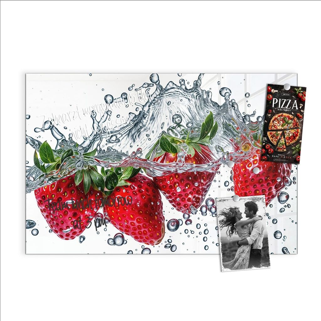 Magnettafel 60x40cm Pinnwand Whiteboard beschreibbar - Erdbeeren im Wasser