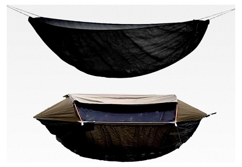 Hängematte mit verstellbarem Abdecknetz und Aufbewahrung für Garten, Balkon, Picknick und Wandern