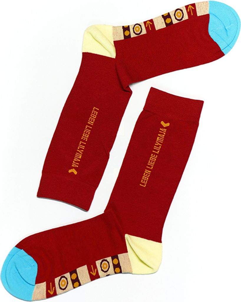 MEGAGROUP 2 Paar Casual Socken Stricksocken aus Baumwolle Gr. 35-39 rot blau
